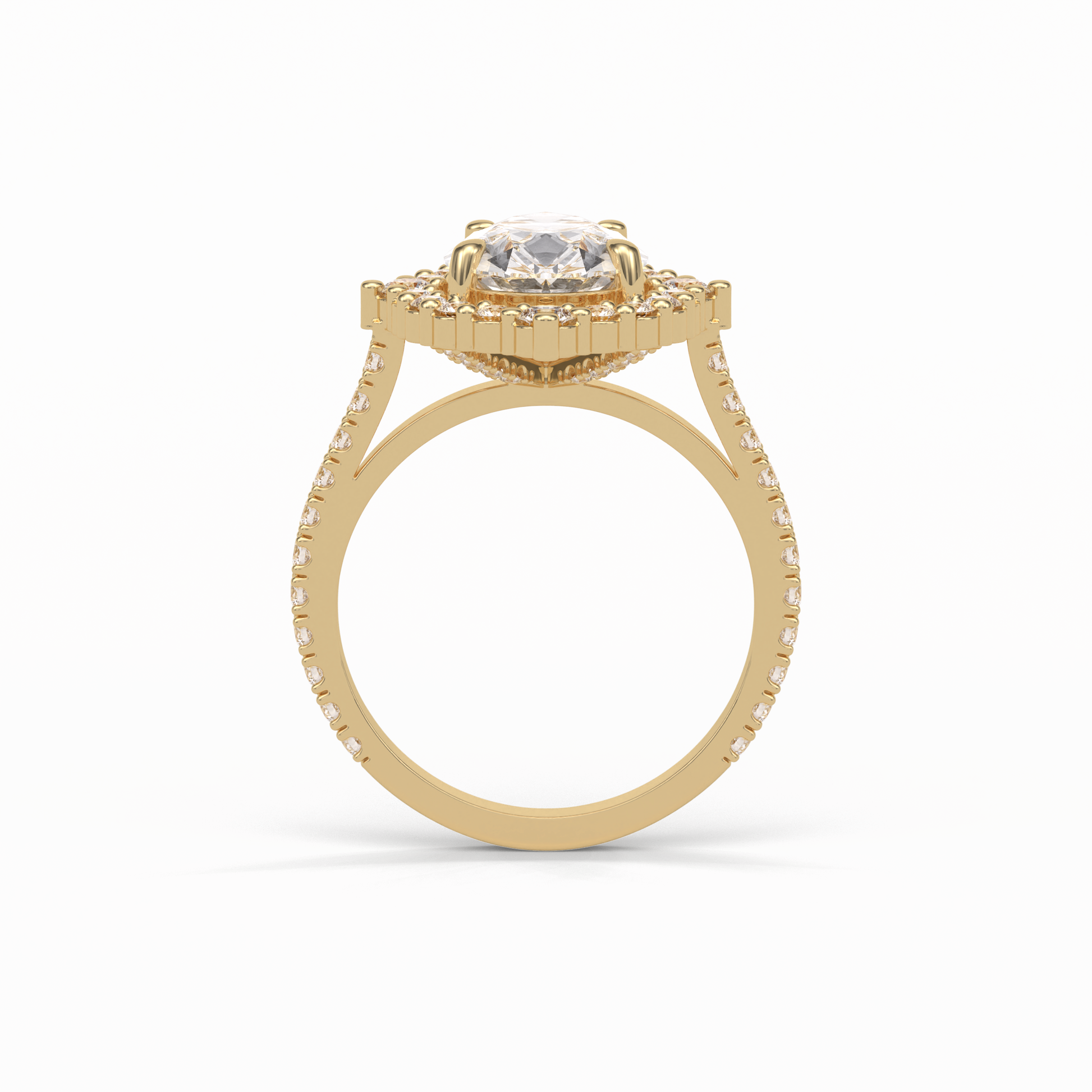 Pear Halo & Pave Lab Grown Diamond Engagement Ring