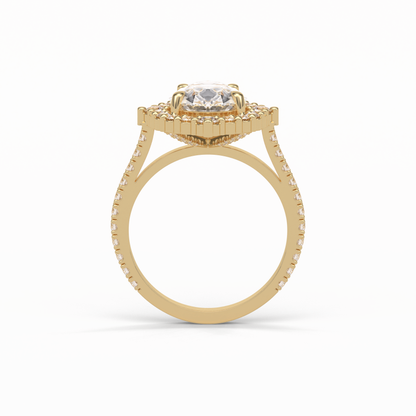 Pear Halo & Pave Lab Grown Diamond Engagement Ring