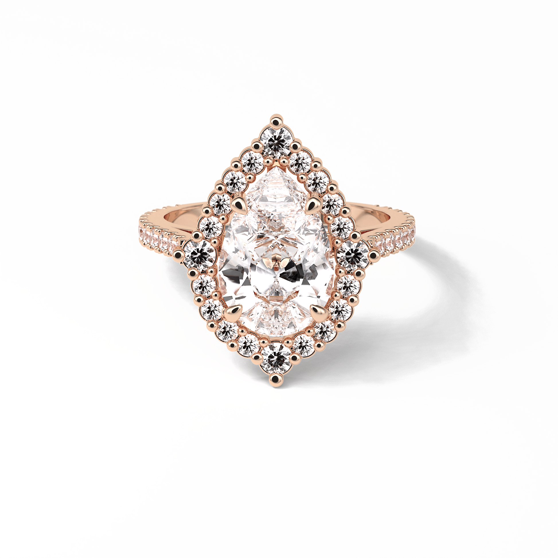 Pear Halo & Pave Lab Grown Diamond Engagement Ring