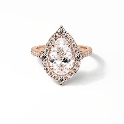 Pear Halo & Pave Lab Grown Diamond Engagement Ring