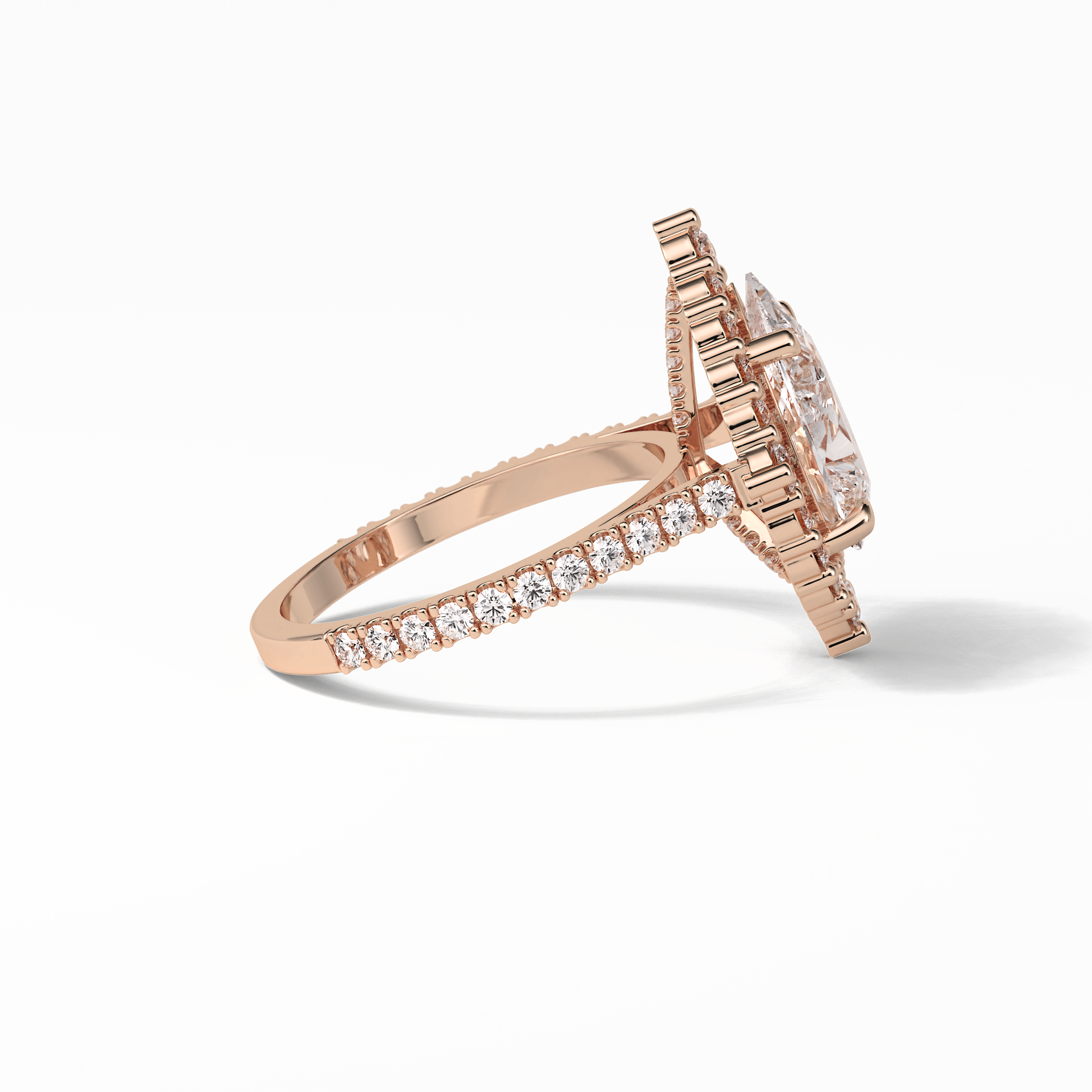 Pear Halo & Pave Lab Grown Diamond Engagement Ring
