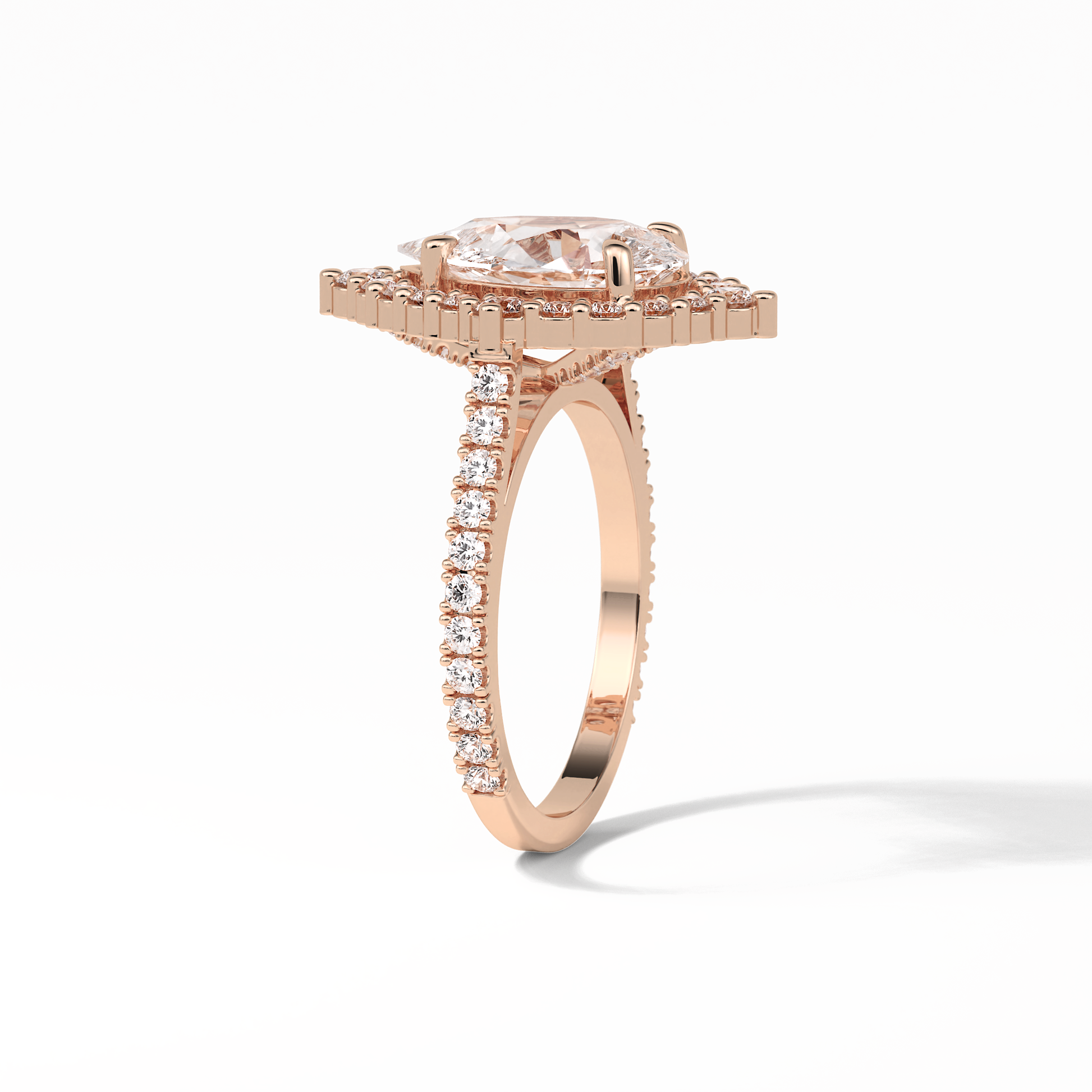 Pear Halo & Pave Lab Grown Diamond Engagement Ring