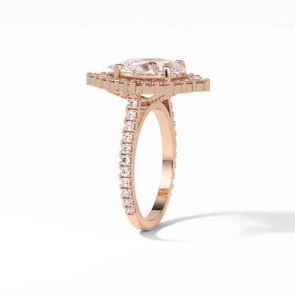 Pear Halo & Pave Lab Grown Diamond Engagement Ring