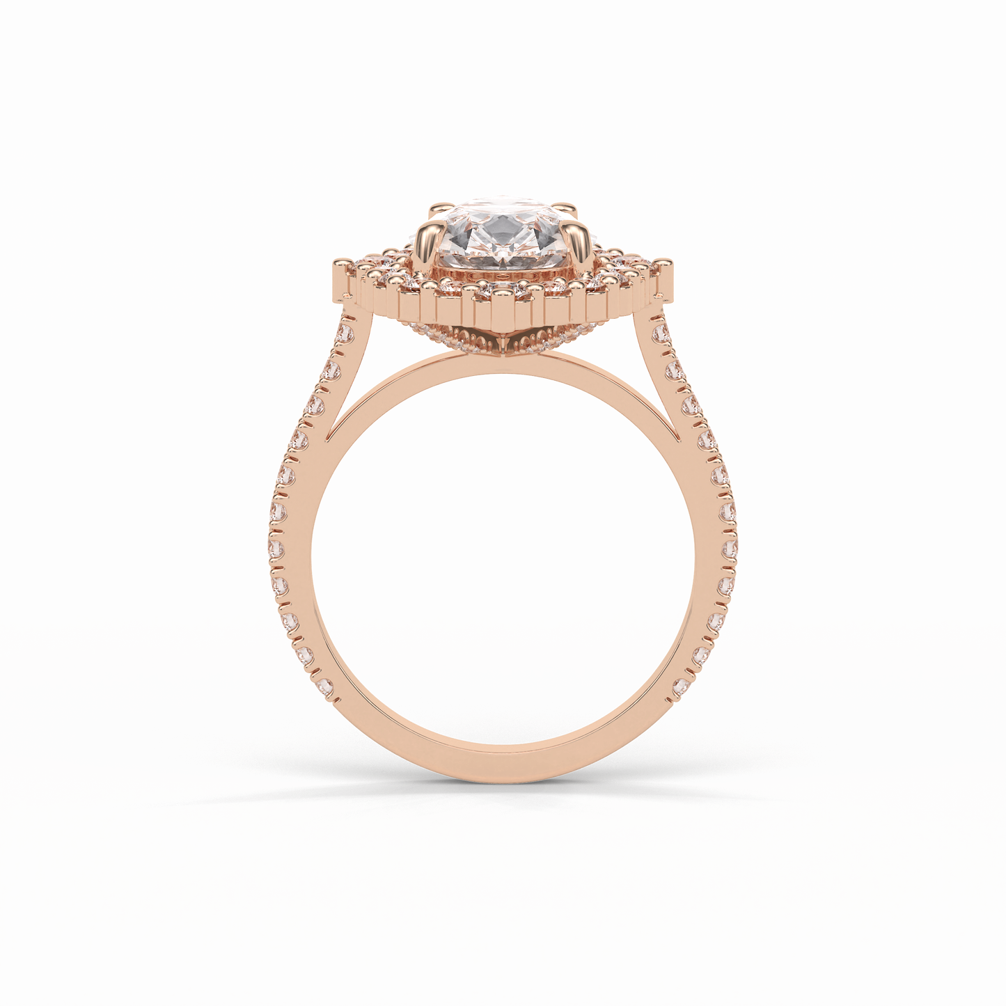 Pear Halo & Pave Lab Grown Diamond Engagement Ring