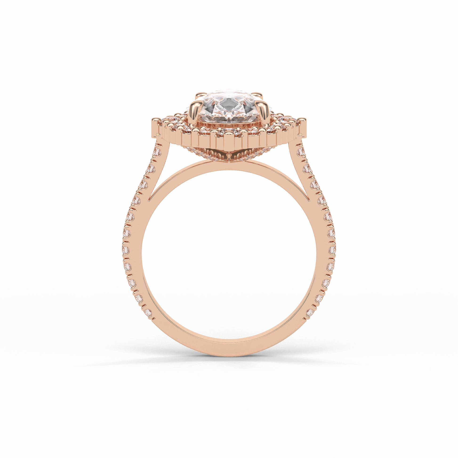 Pear Halo & Pave Lab Grown Diamond Engagement Ring