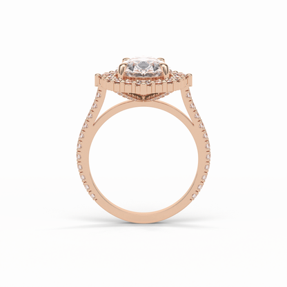 Pear Halo & Pave Lab Grown Diamond Engagement Ring
