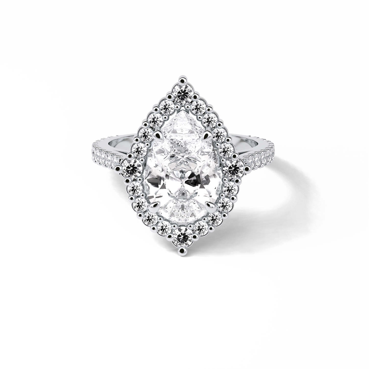 Pear Halo & Pave Lab Grown Diamond Engagement Ring