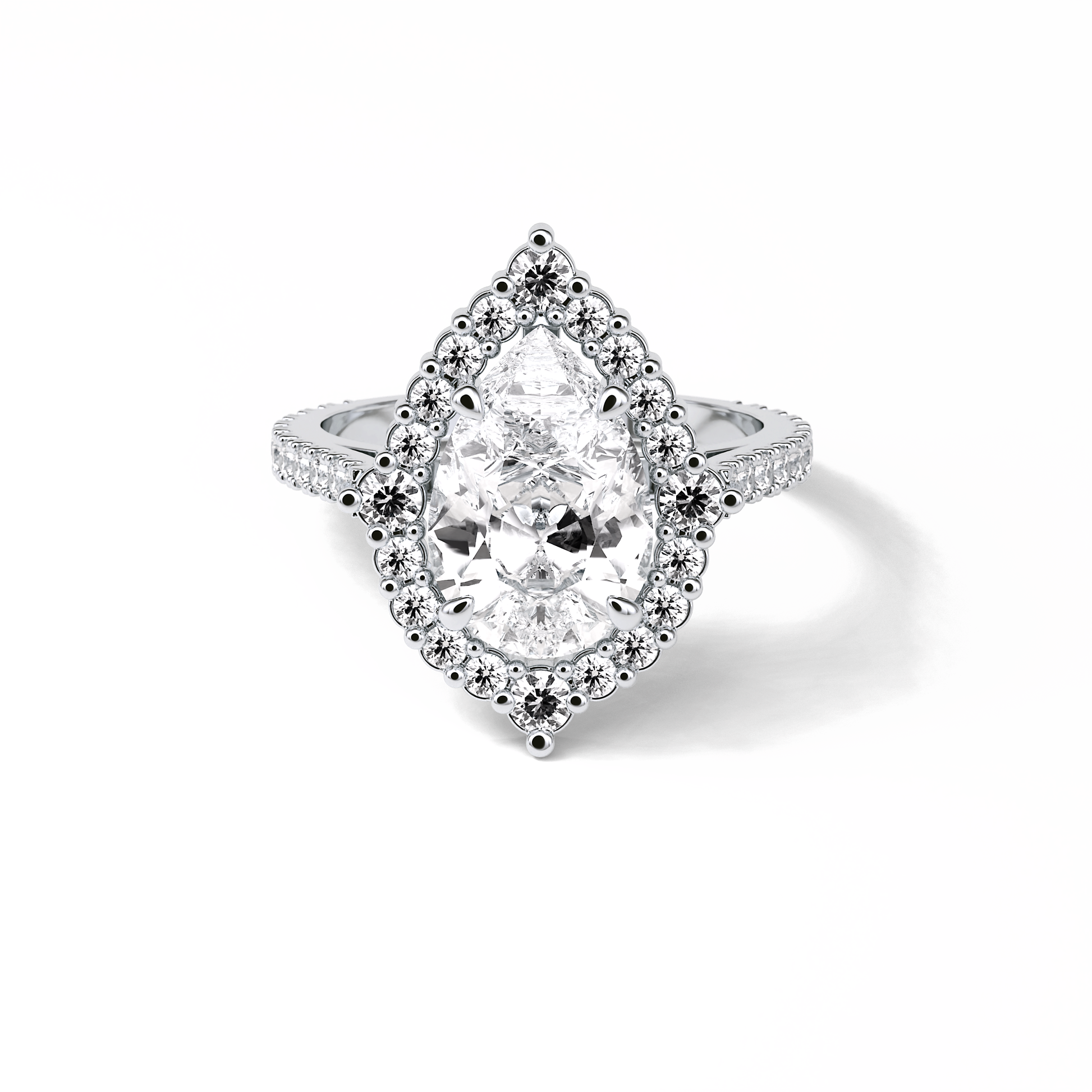 Pear Halo & Pave Lab Grown Diamond Engagement Ring