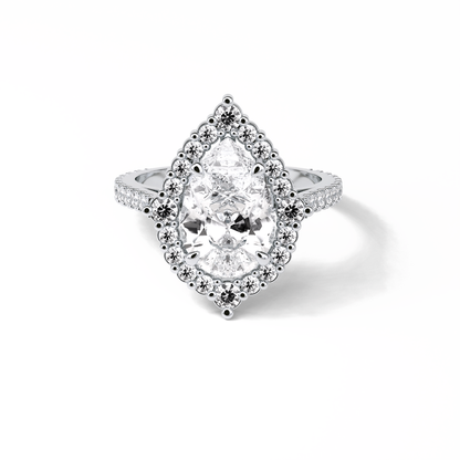 Pear Halo & Pave Lab Grown Diamond Engagement Ring