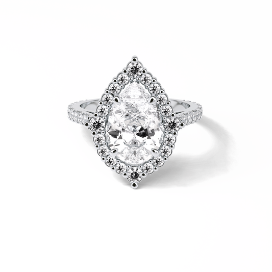 Pear Halo & Pave Lab Grown Diamond Engagement Ring