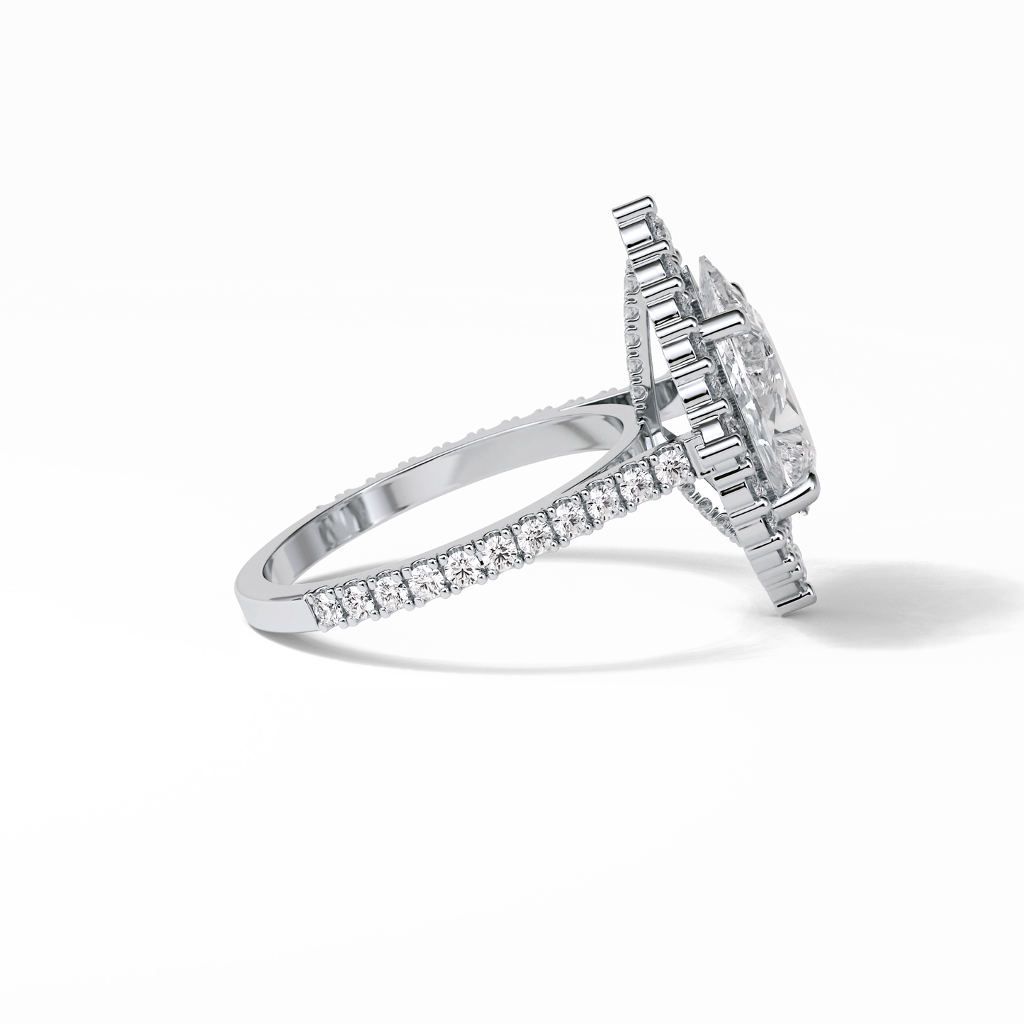 Pear Halo & Pave Lab Grown Diamond Engagement Ring