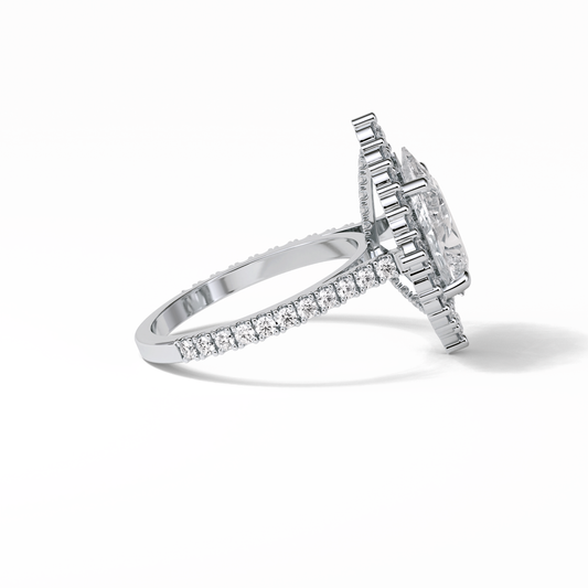 Pear Halo & Pave Lab Grown Diamond Engagement Ring