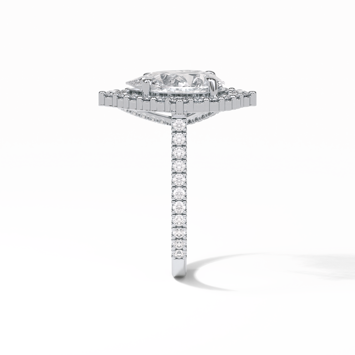 Pear Halo & Pave Lab Grown Diamond Engagement Ring