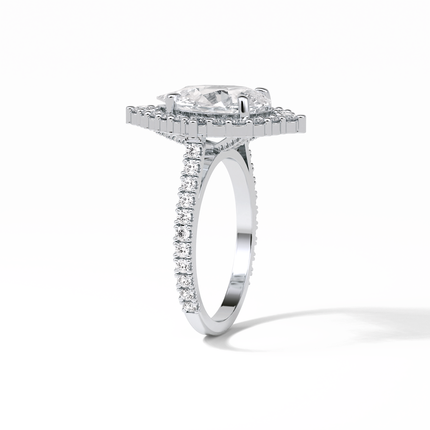 Pear Halo & Pave Lab Grown Diamond Engagement Ring