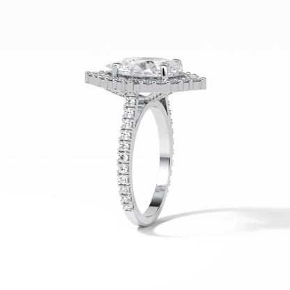 Pear Halo & Pave Lab Grown Diamond Engagement Ring