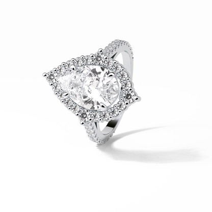 Pear Halo & Pave Lab Grown Diamond Engagement Ring
