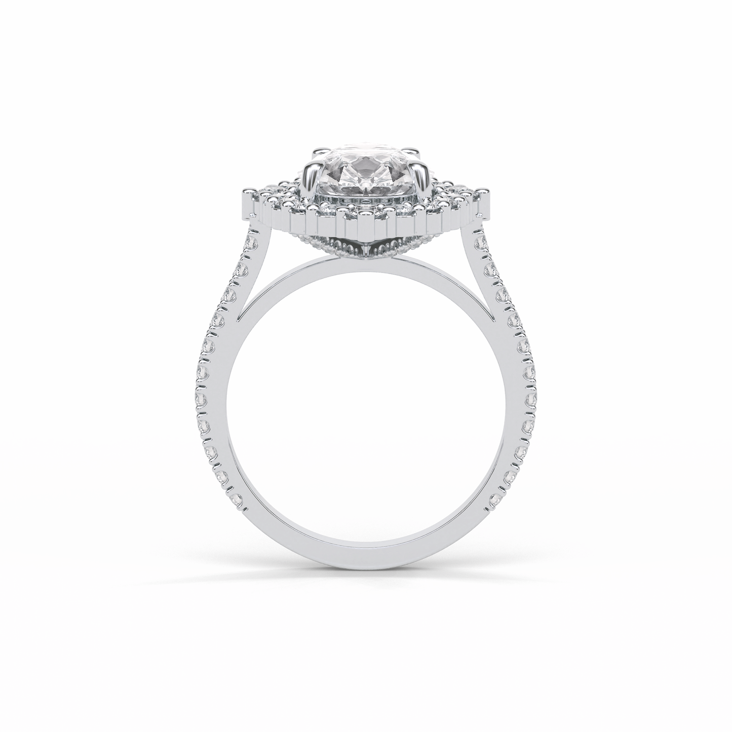 Pear Halo & Pave Lab Grown Diamond Engagement Ring