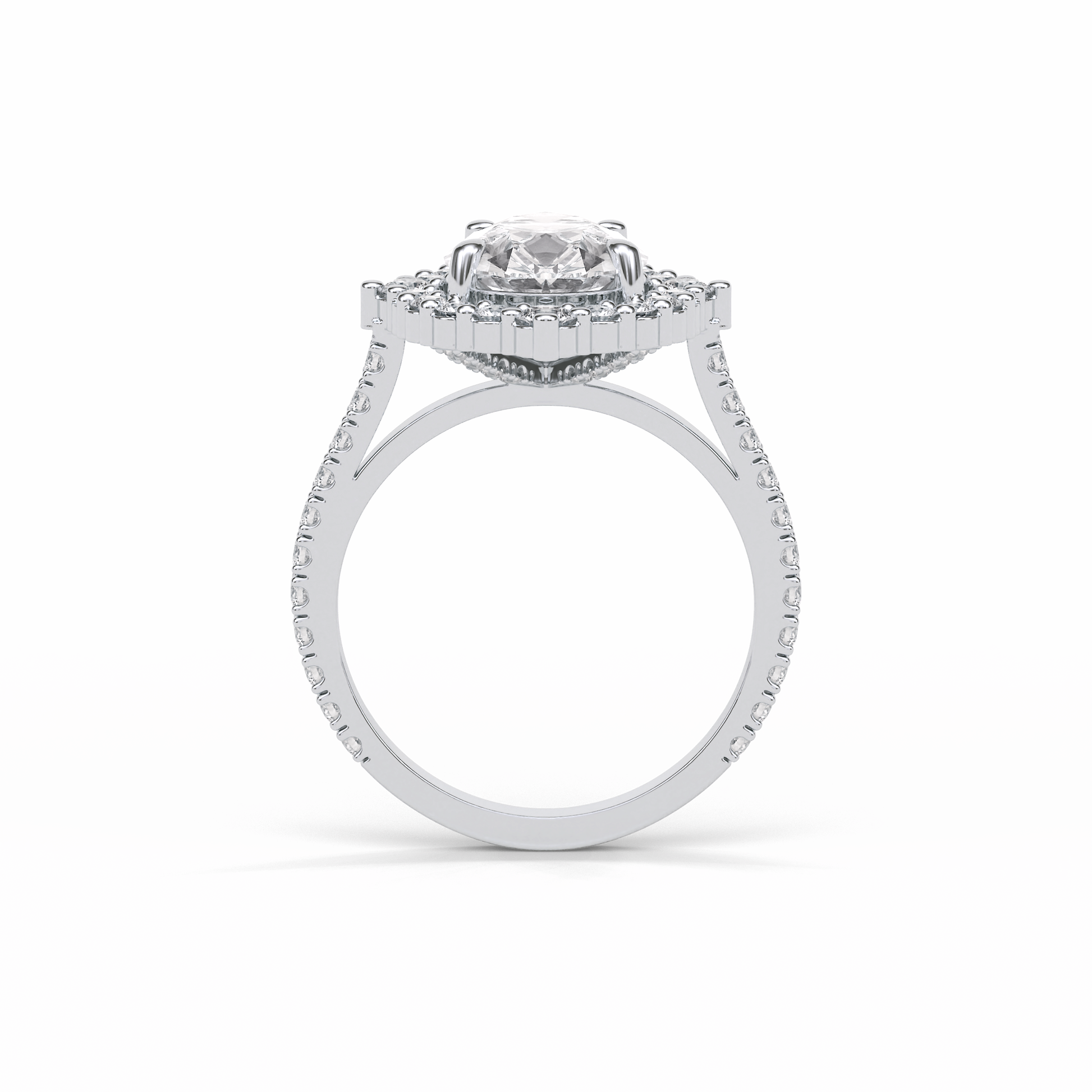 Pear Halo & Pave Lab Grown Diamond Engagement Ring
