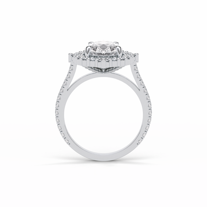 Pear Halo & Pave Lab Grown Diamond Engagement Ring