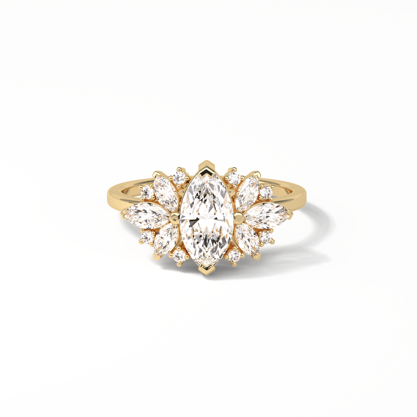 Marquise Cluster Lab Grown Diamond Engagement Ring