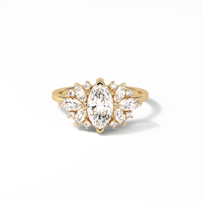 Marquise Cluster Lab Grown Diamond Engagement Ring