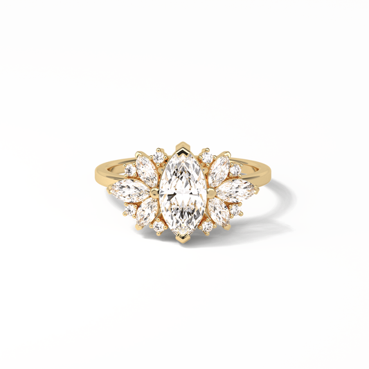 Marquise Cluster Lab Grown Diamond Engagement Ring