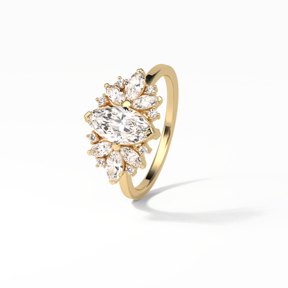 Marquise Cluster Lab Grown Diamond Engagement Ring