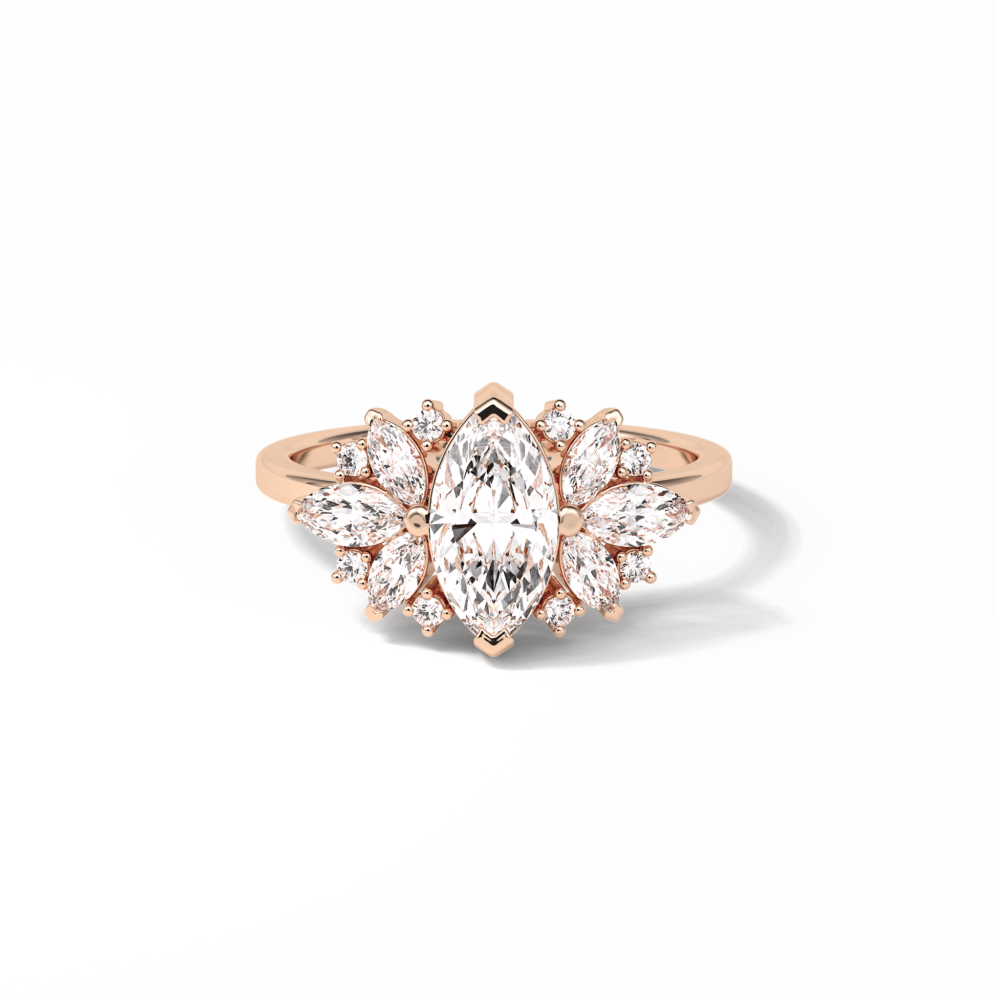 Marquise Cluster Lab Grown Diamond Engagement Ring