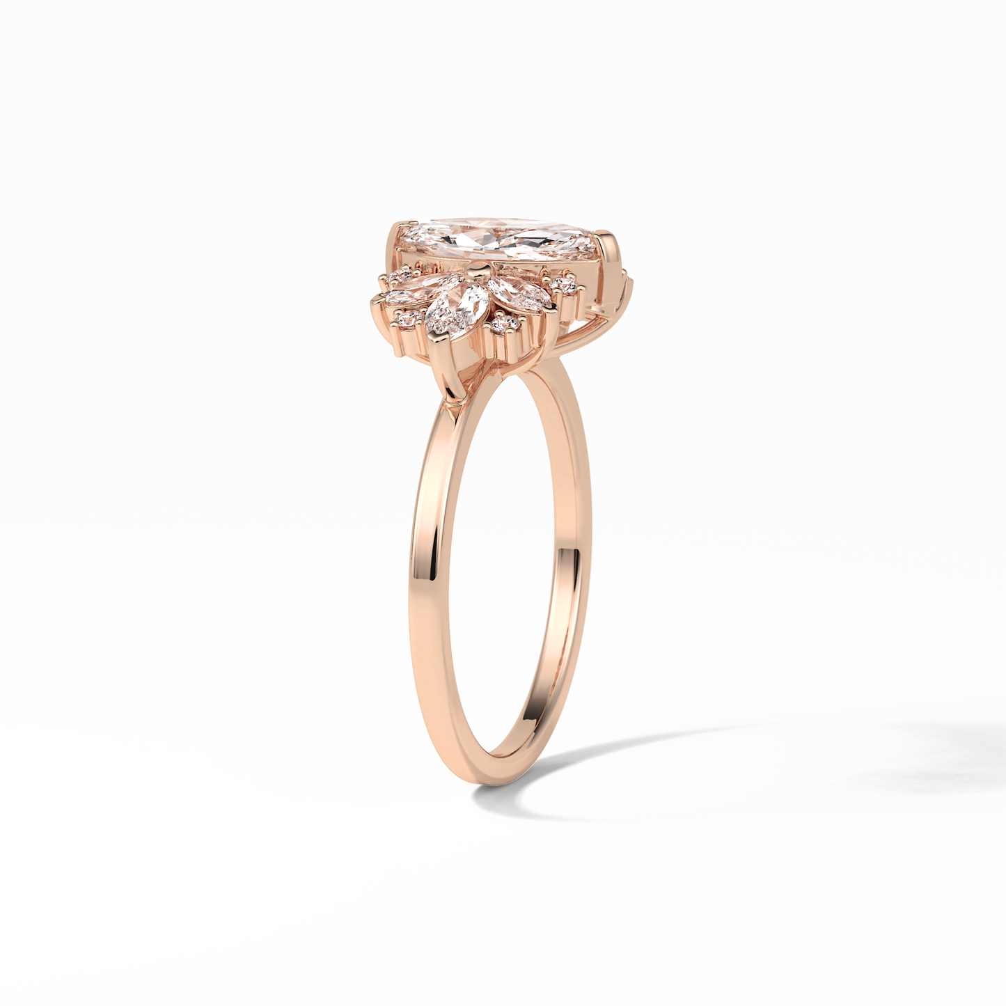 Marquise Cluster Lab Grown Diamond Engagement Ring