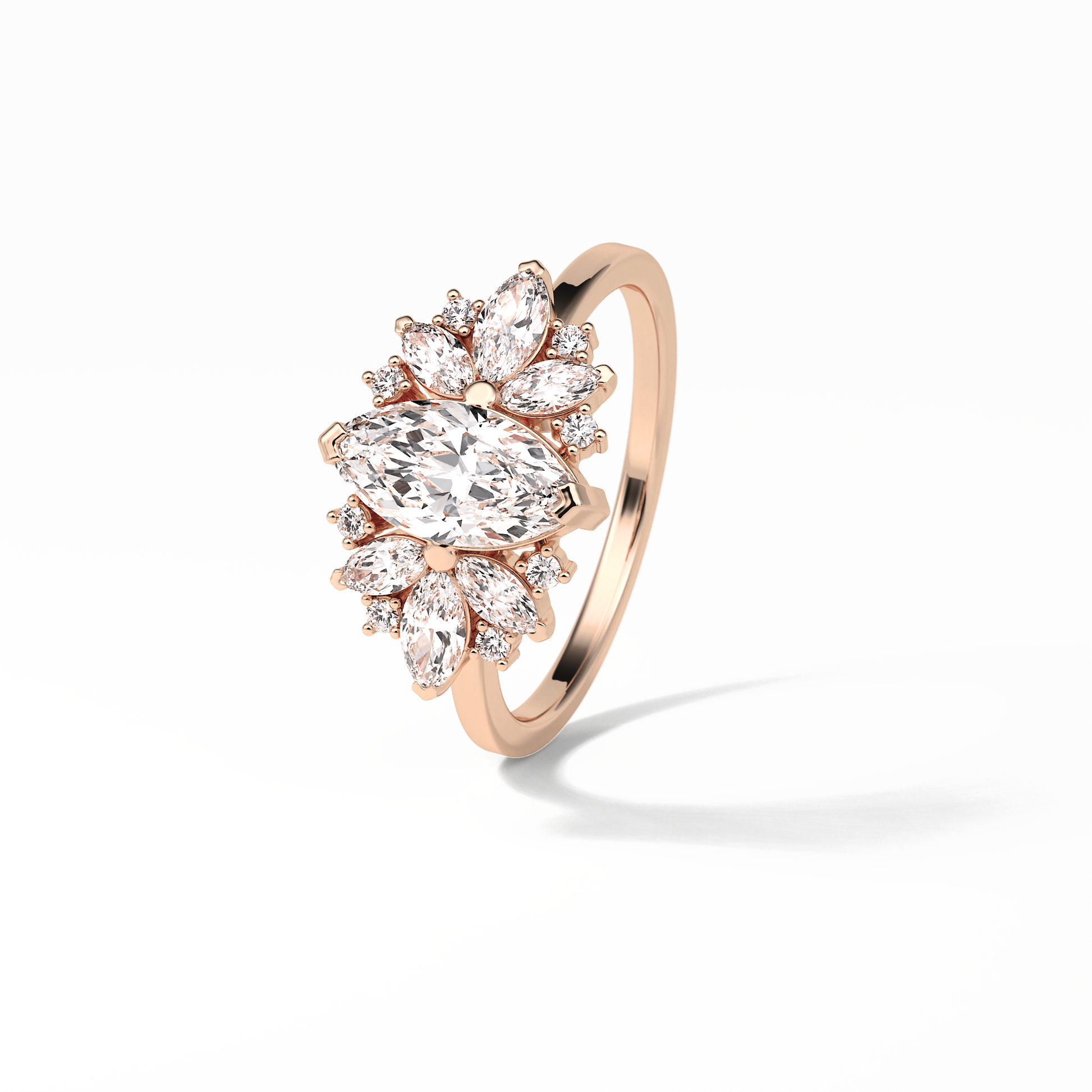 Marquise Cluster Lab Grown Diamond Engagement Ring