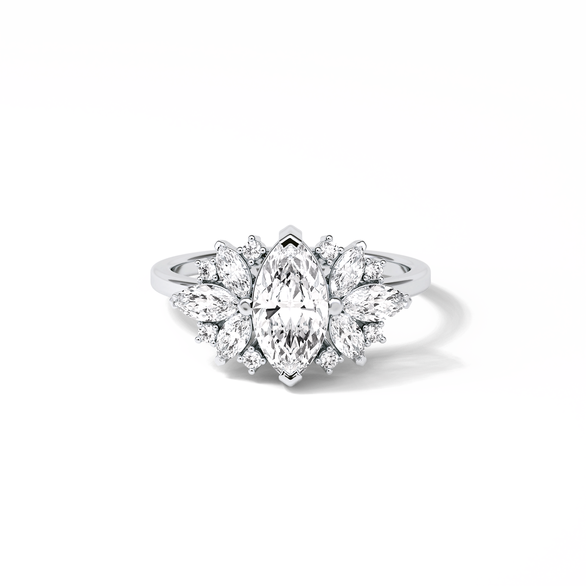 Marquise Cluster Lab Grown Diamond Engagement Ring