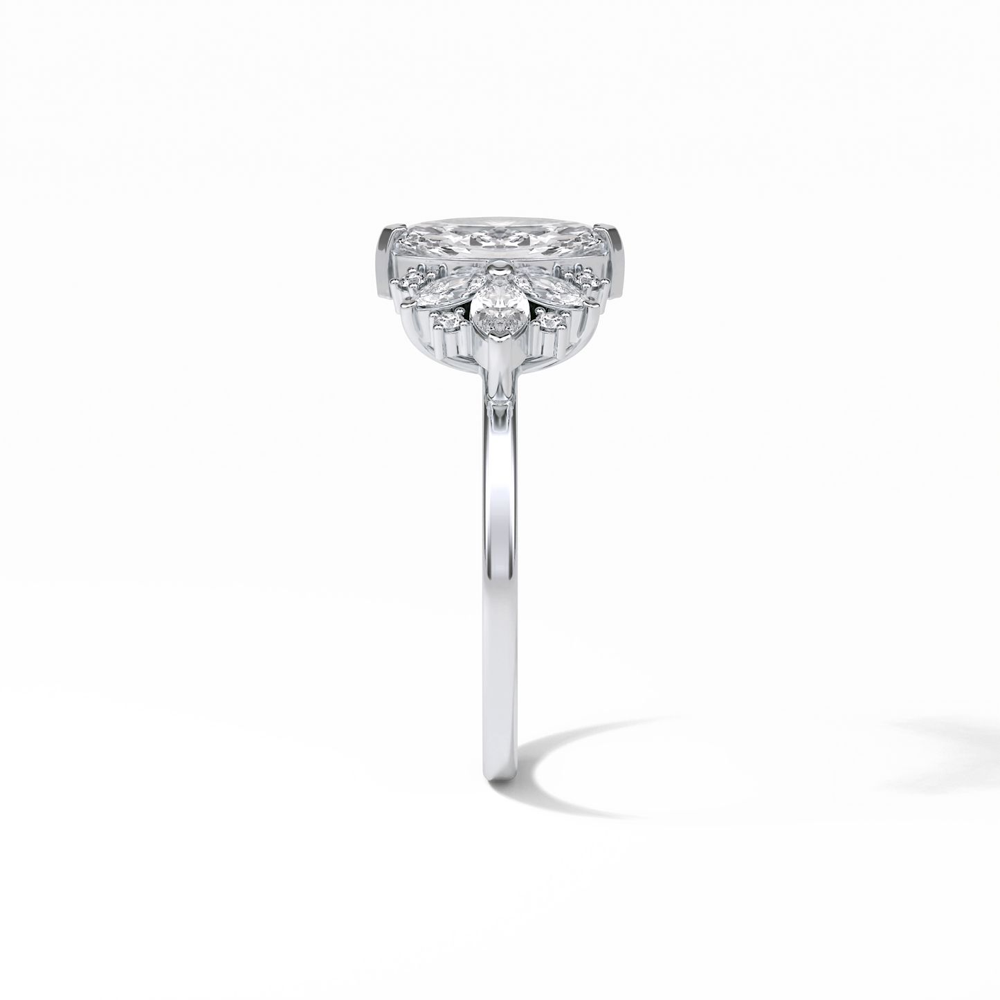 Marquise Cluster Lab Grown Diamond Engagement Ring