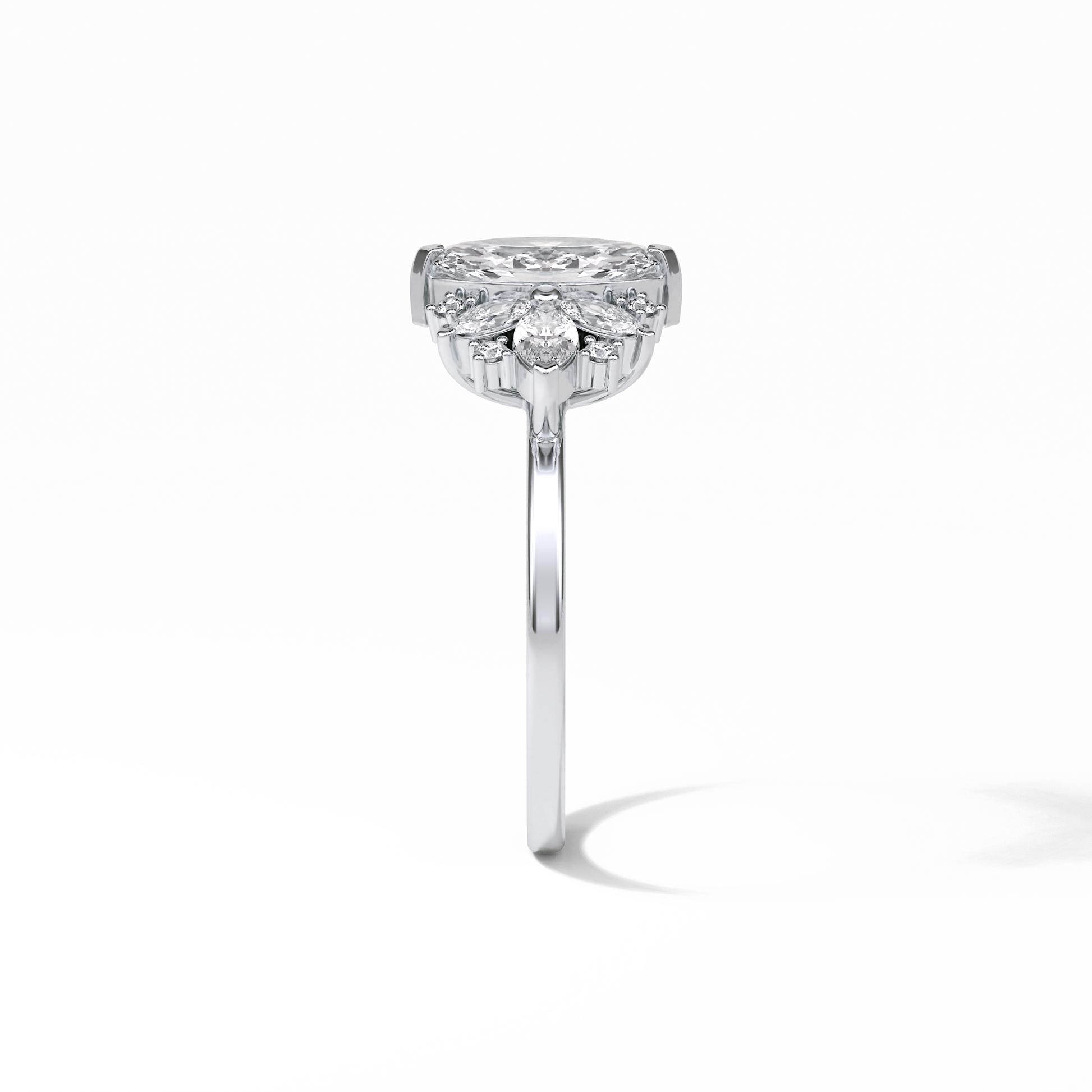 Marquise Cluster Lab Grown Diamond Engagement Ring