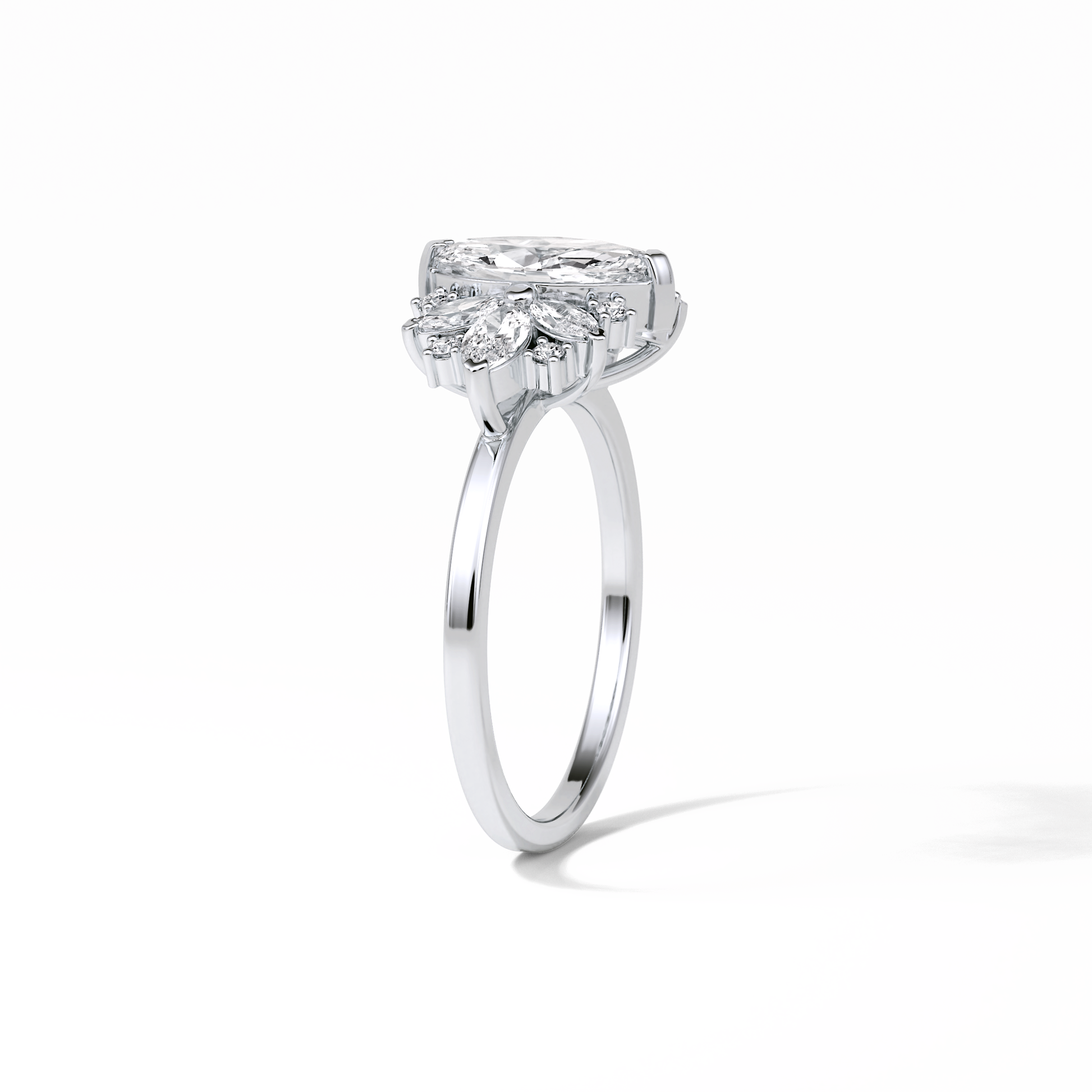 Marquise Cluster Lab Grown Diamond Engagement Ring