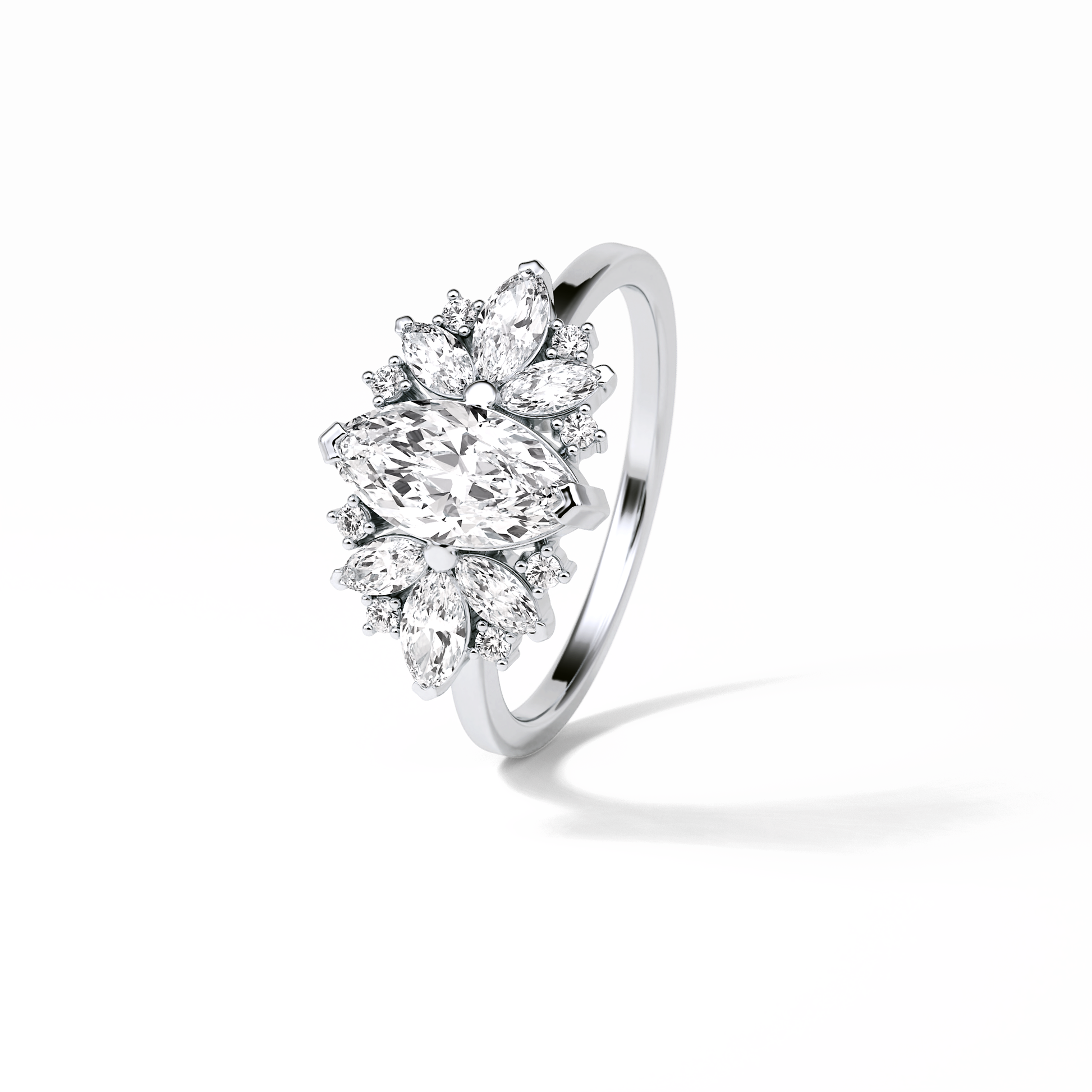Marquise Cluster Lab Grown Diamond Engagement Ring