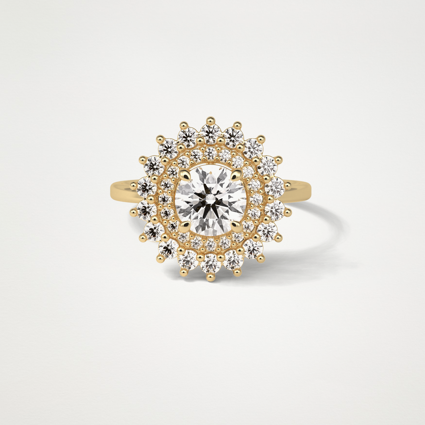 Round Double Halo Lab Grown Diamond Engagement Ring
