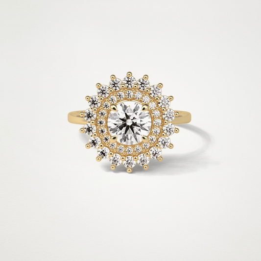Round Double Halo Lab Grown Diamond Engagement Ring