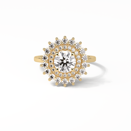 Round Double Halo Lab Grown Diamond Engagement Ring
