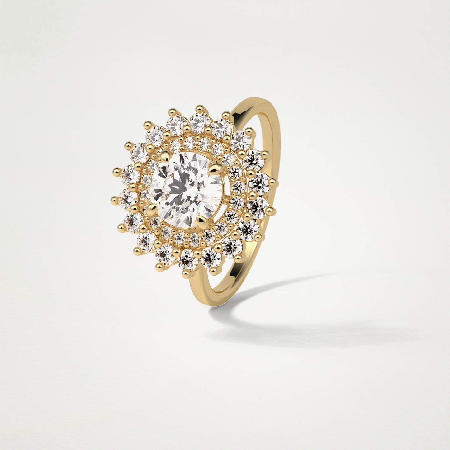 Round Double Halo Lab Grown Diamond Engagement Ring