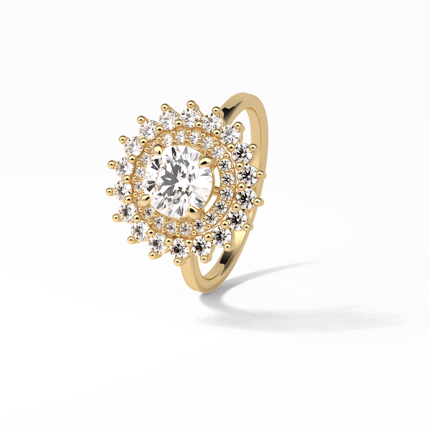 Round Double Halo Lab Grown Diamond Engagement Ring