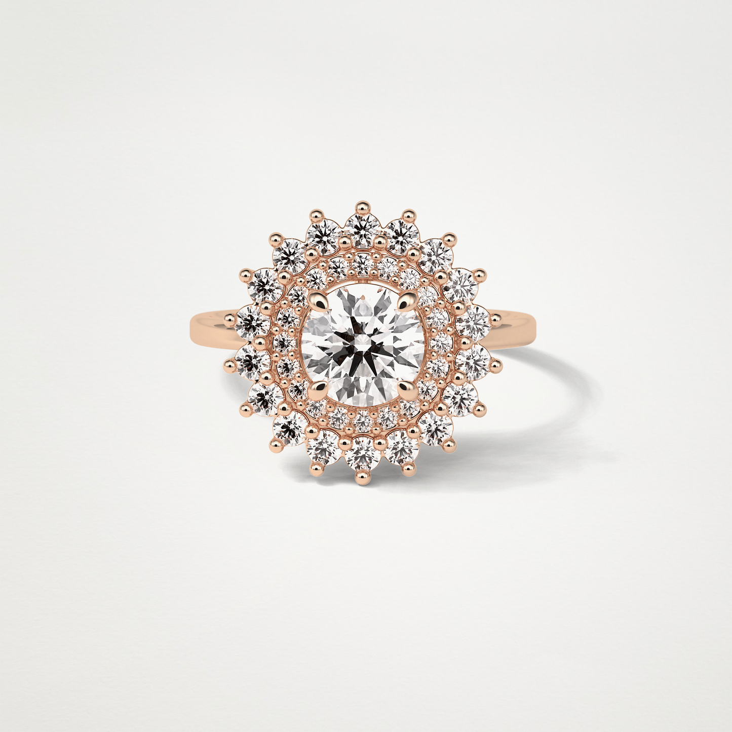 Round Double Halo Lab Grown Diamond Engagement Ring