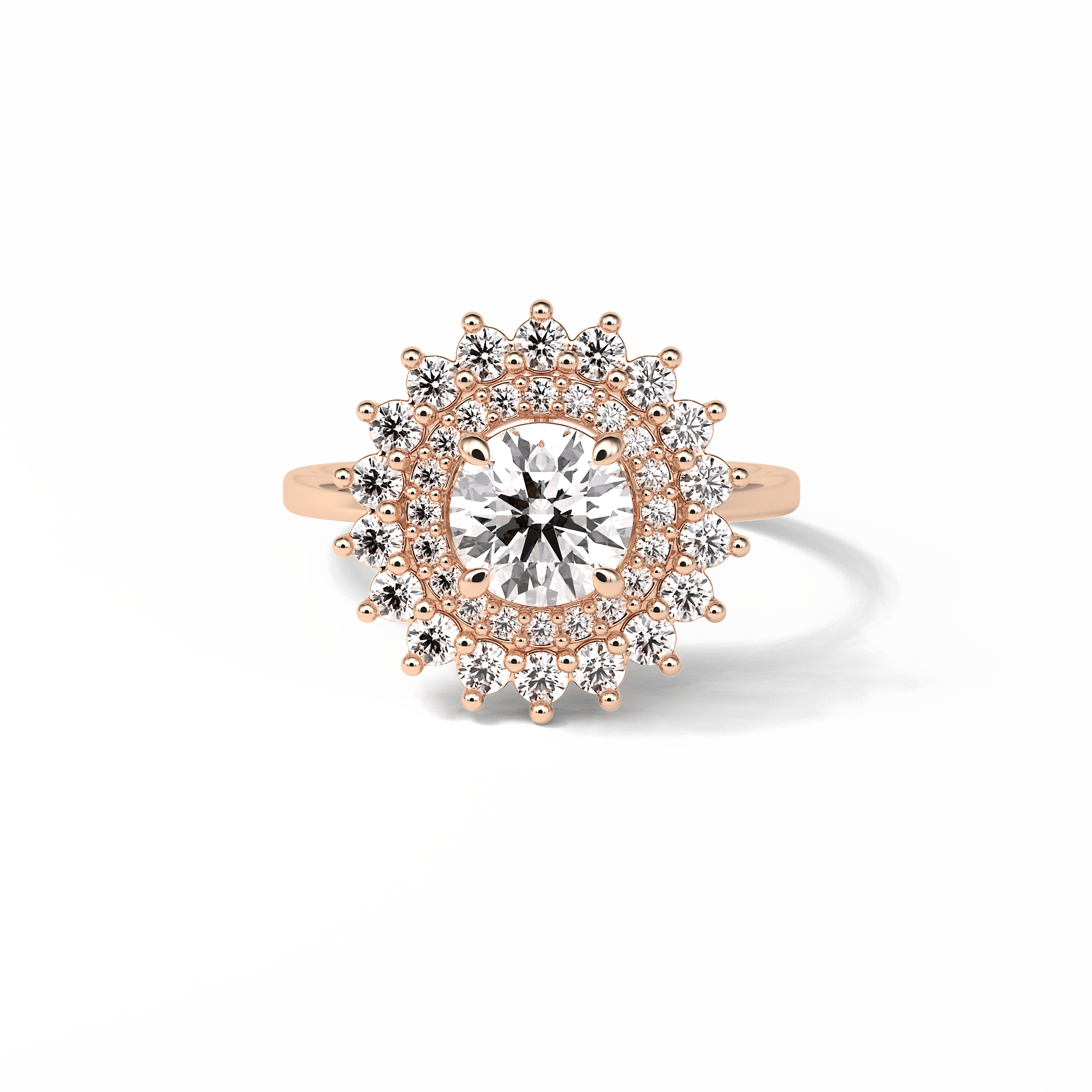 Round Double Halo Lab Grown Diamond Engagement Ring