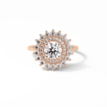 Round Double Halo Lab Grown Diamond Engagement Ring