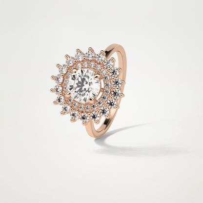 Round Double Halo Lab Grown Diamond Engagement Ring