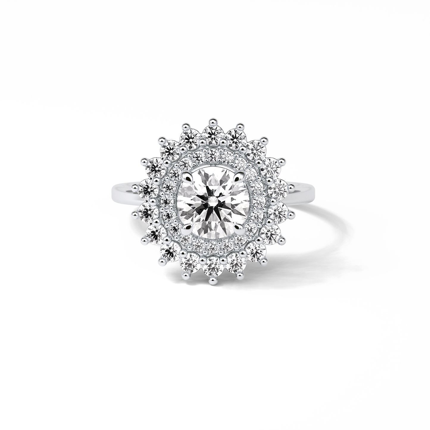 Round Double Halo Lab Grown Diamond Engagement Ring