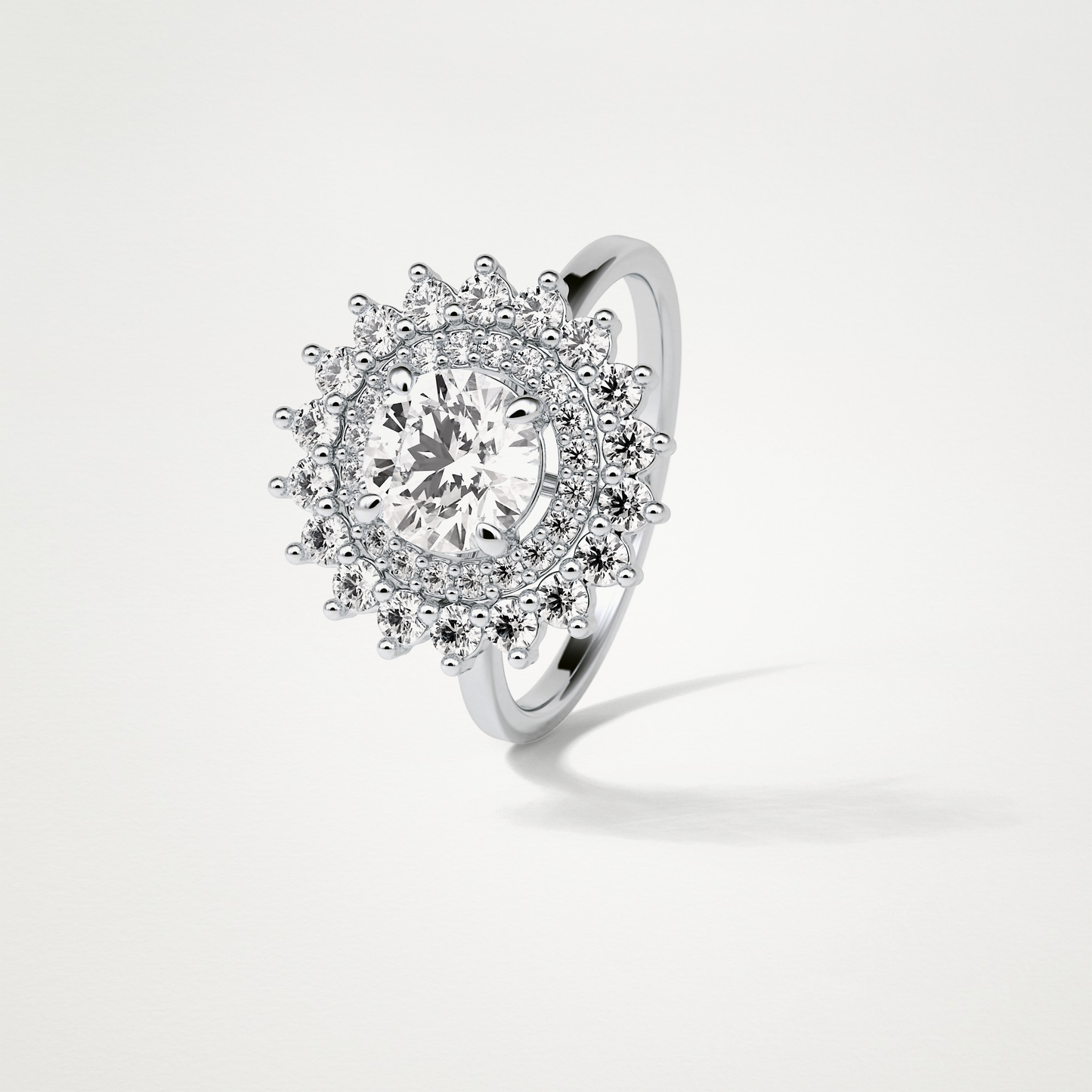 Round Double Halo Lab Grown Diamond Engagement Ring