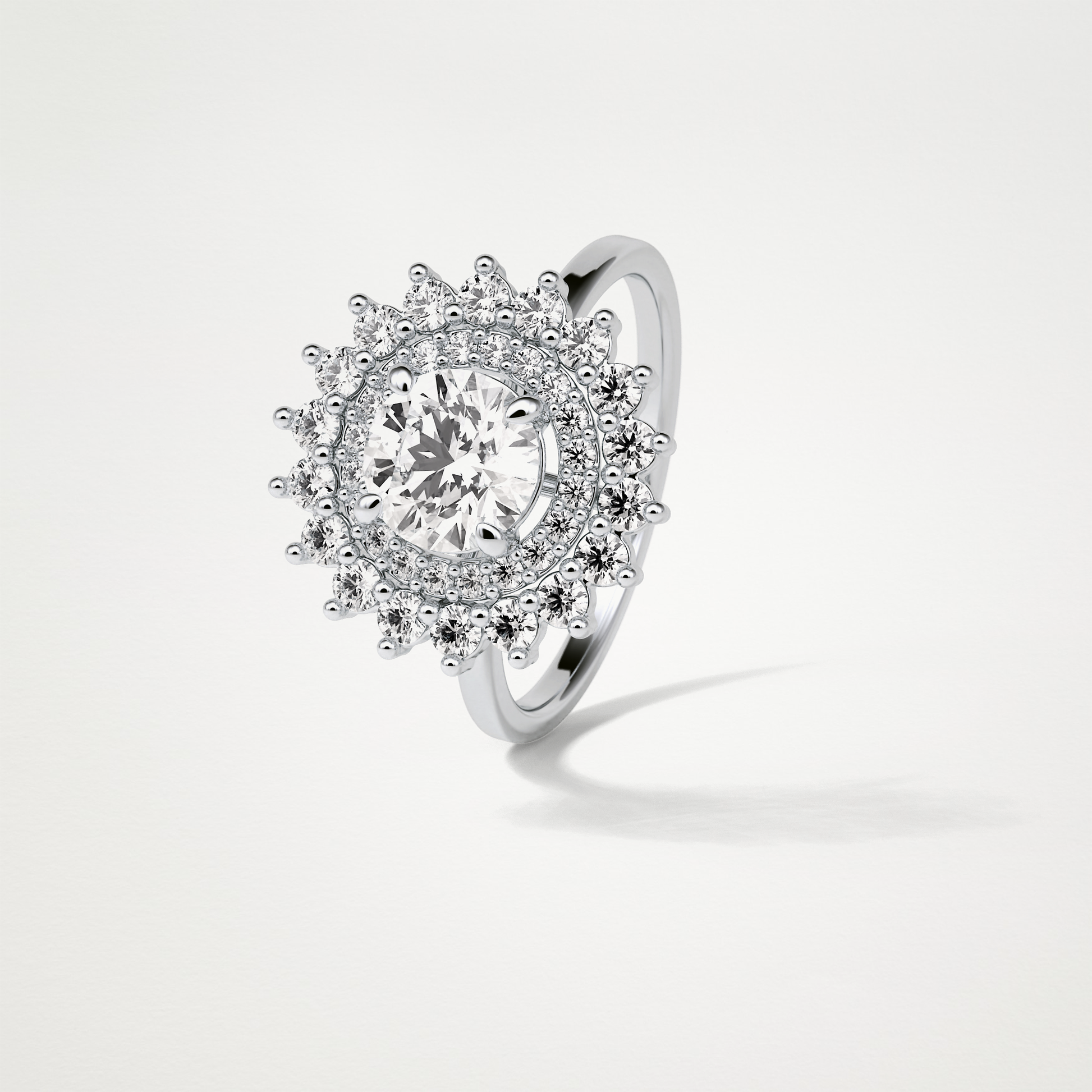 Round Double Halo Lab Grown Diamond Engagement Ring