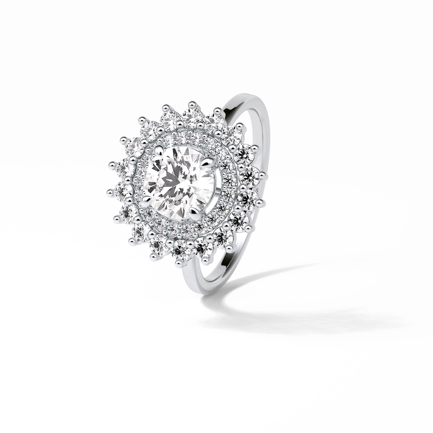 Round Double Halo Lab Grown Diamond Engagement Ring