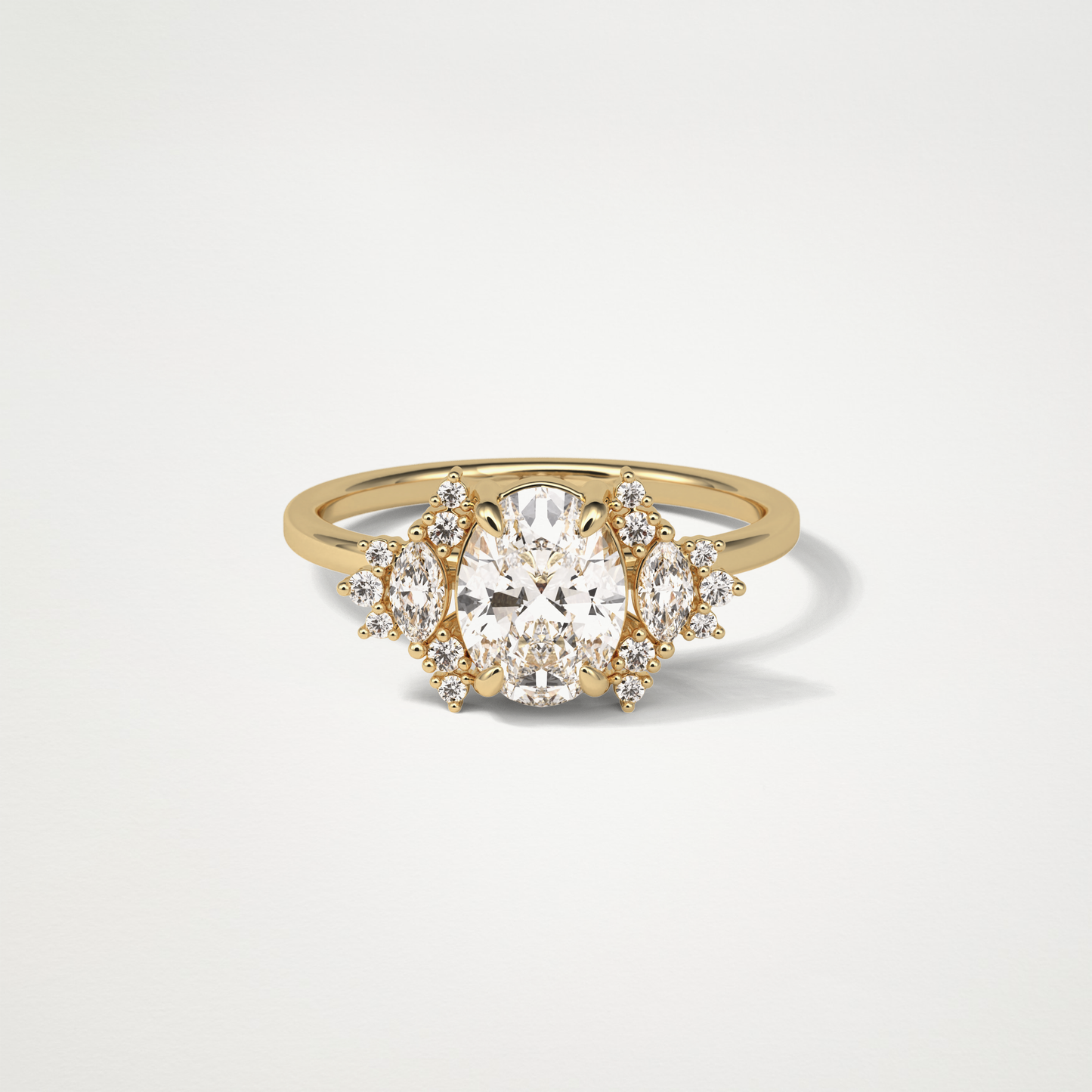 Oval Cluster Lab Grown Diamond Engagement Ring