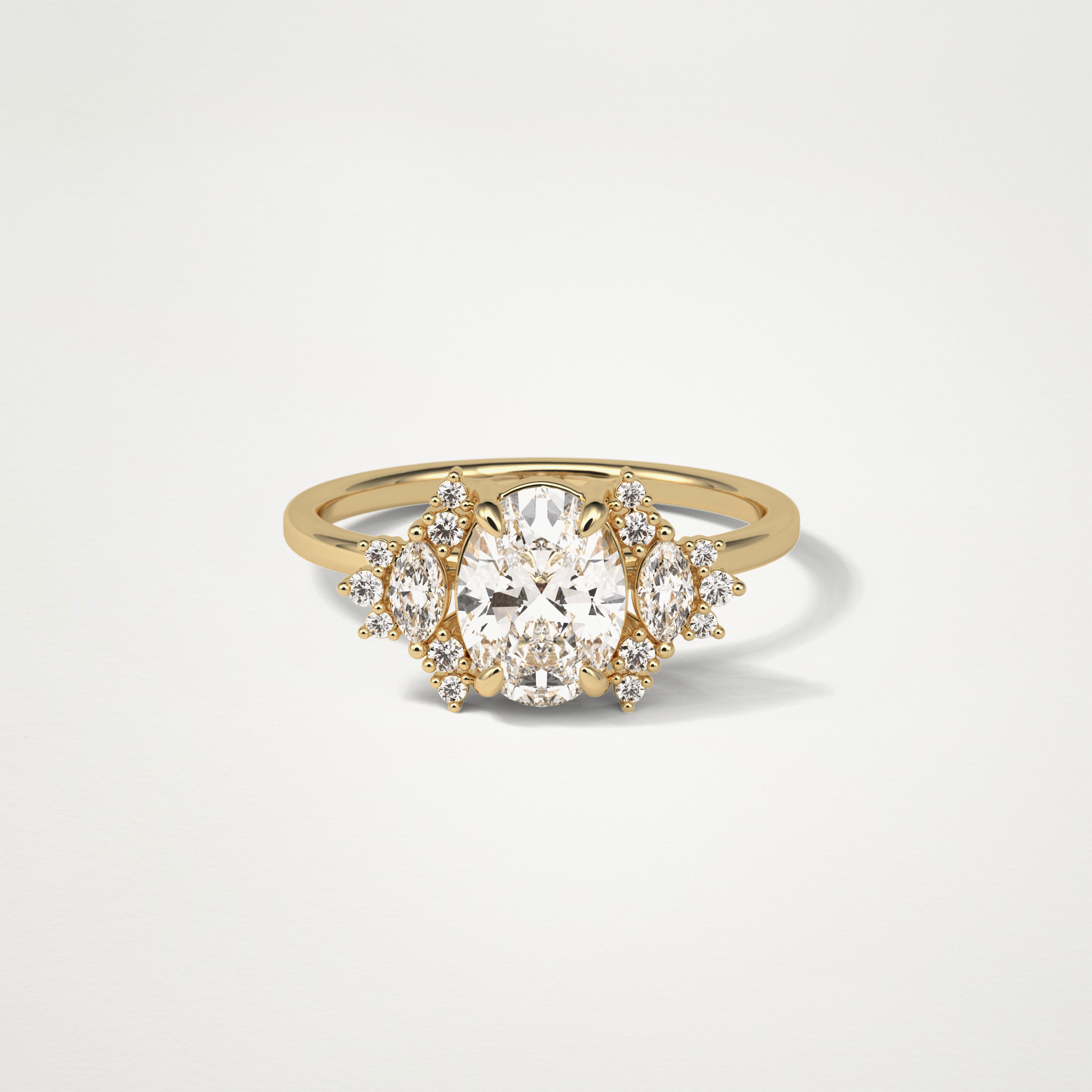 Oval Cluster Lab Grown Diamond Engagement Ring